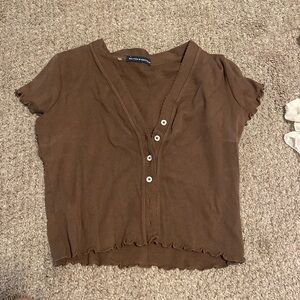 Brown brandy Melville short sleeve button down